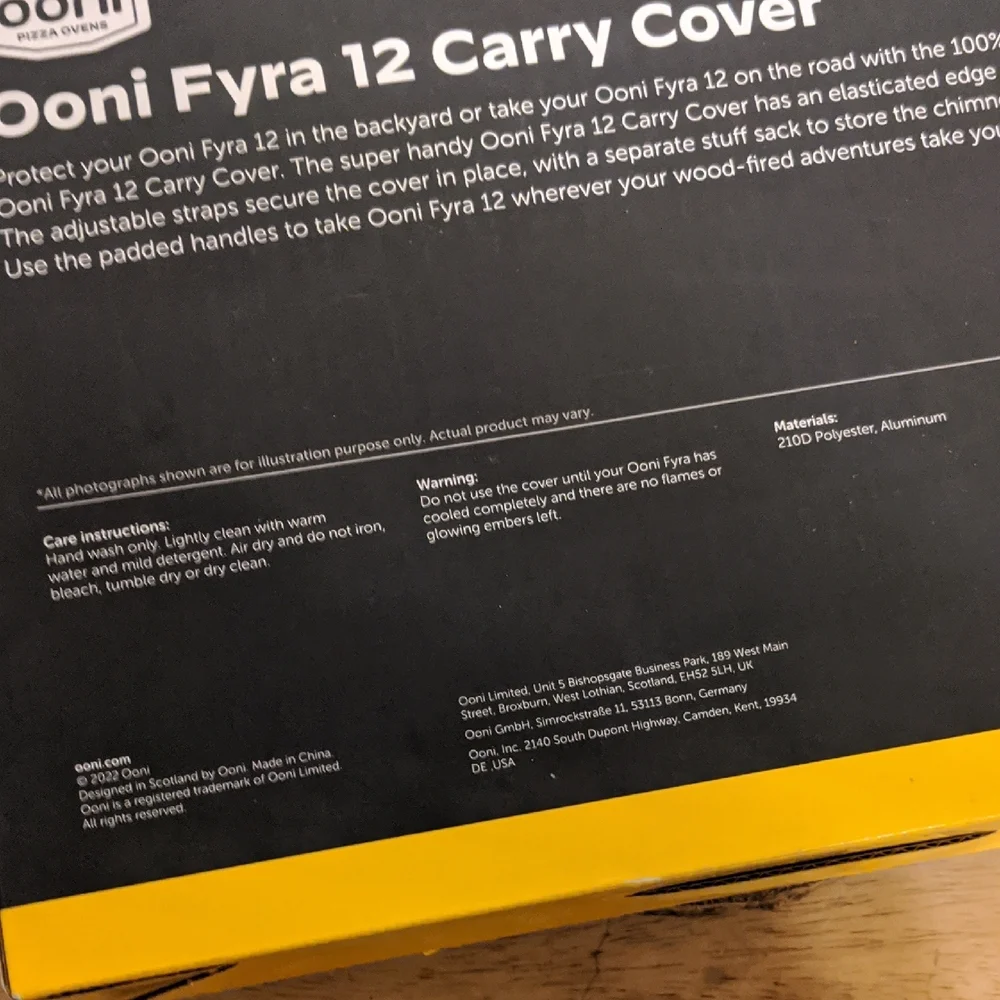 Black Carry Cover and Stuff Sack For Ooni Fyra 12 Pizza Oven